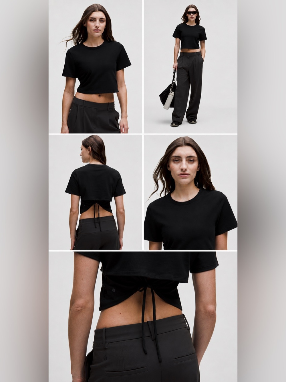 lululemon athletica Black Tie-Hem Cropped Tee